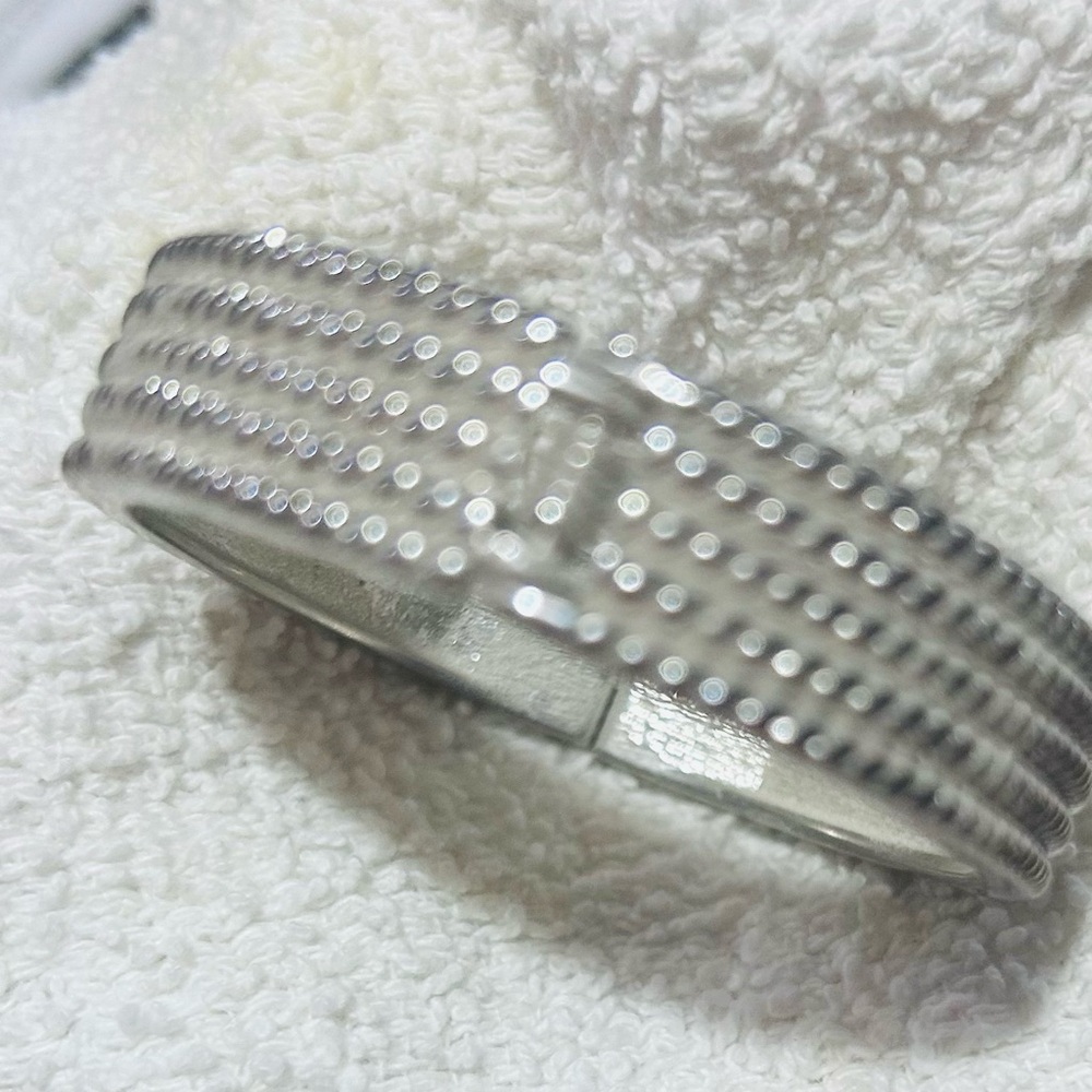 Silver Textured Bangle Bracelet